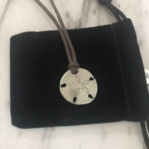 Brown leather, sand dollar necklace